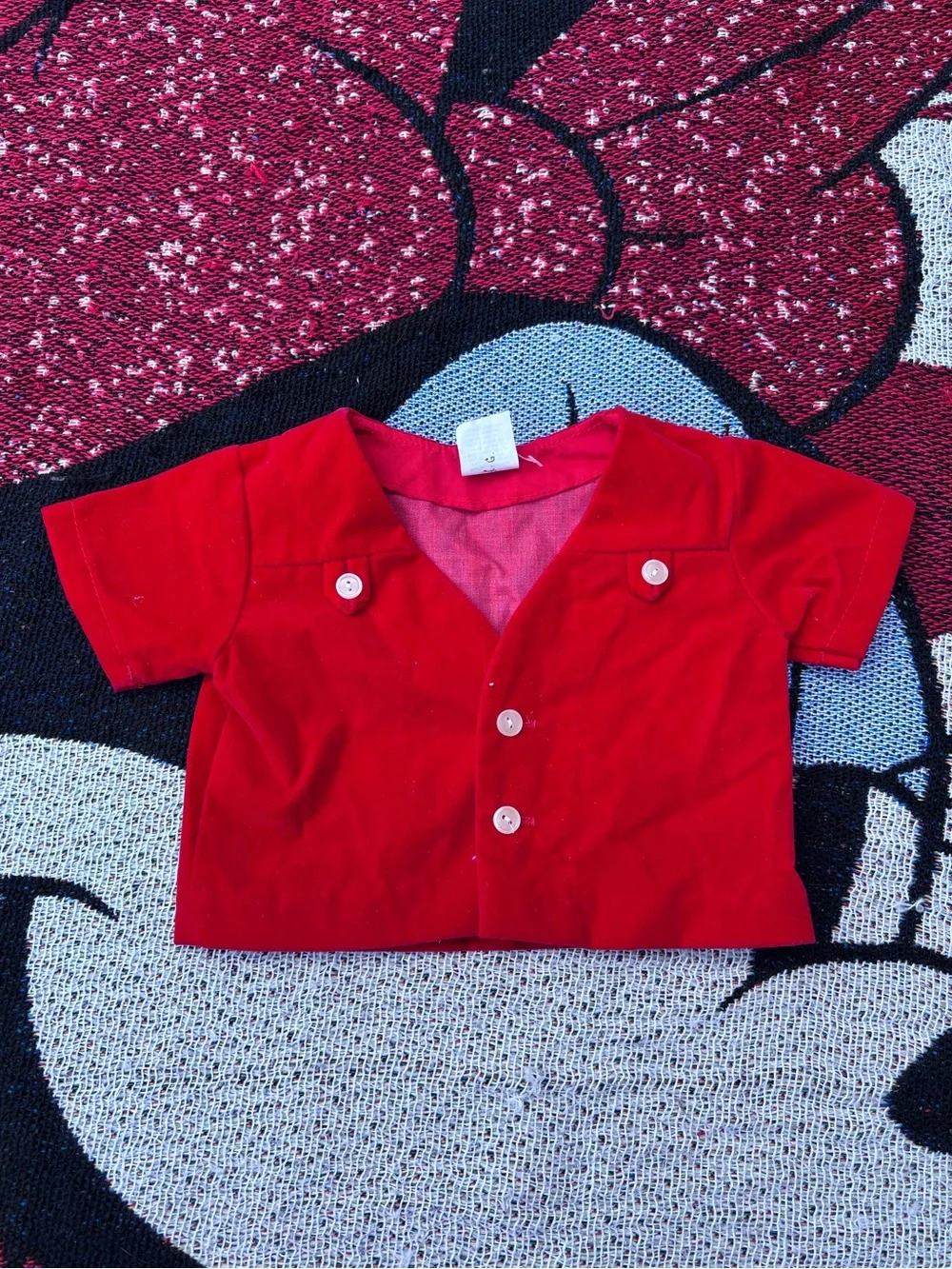 VINTAGE RED VELVET BUTTON ACCENT TOP SIZE 6 MONTHS CHRISTMAS HOLIDAY